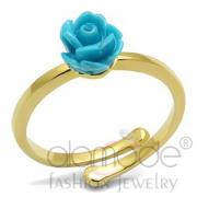 Wholesale Flash Gold Plated Brass Sea Blue Rose Midi Ring