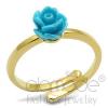Flash Gold Plated Brass Sea Blue Rose Midi Ring
