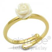 Wholesale Flash Gold Plated Brass White Rose Synthetic Stone Midi Ring
