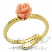 Wholesale Flash Gold Plated Brass Light Peach Rose Midi Ring