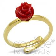 Wholesale Flash Gold Plated Brass Siam Red Rose Midi Ring