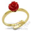 Flash Gold Plated Brass Siam Red Rose Midi Ring