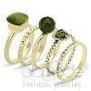 Antique Copper Plated Brass Olive Green Cat's Eye Midi Rings