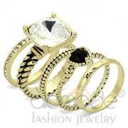 Wholesale Gold Plated Brass Clear & Black Crystal Midi Rings