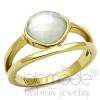 Gold Ion Plated Stainless Steel Squircle White Conch Ring