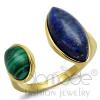 Gold Plated Stainless Steel Lapis & Malachite Finger Cuff
