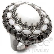 Wholesale Ruthenium Plated Brass White Milky CZ Cocktail Ring