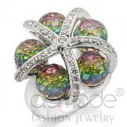Wholesale Colorful Rhodium Brass Multi Color Crystal Cocktail Ring