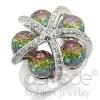 Colorful Rhodium Brass Multi Color Crystal Cocktail Ring