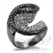 Wholesale Cobalt Black Plated Brass Jet Black Crystal Cocktail Ring