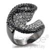 Cobalt Black Plated Brass Jet Black Crystal Cocktail Ring