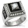High Polished Stainless Steel Square CZ Men