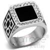 Stainless Steel Square Epoxy Halo Crystal Men