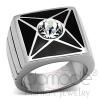 High Polished Stainless Steel Star Crystal Men's Finger Ring