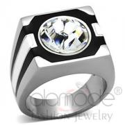 Wholesale Stainless Steel Stripes Round Cut Crystal Men