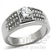 Wholesale High Polished Stainless Steel Round CZ Novelty Fashion Ring