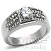High Polished Stainless Steel Round CZ Novelty Fashion Ring