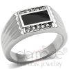 Stainless Steel Rectangle Epoxy Crystal Men's Fashion Ring