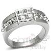 Stainless Steel Square Crystal Men's Novelty Fashion Ring