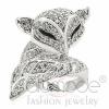 Rhodium Brass Cubic Zirconia CZ Fox Animal Cocktail Ring