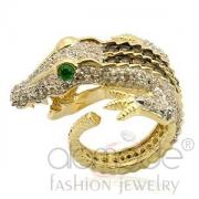 Wholesale Sterling Silver Emerald Glass Crocodile Animal Cocktail Ring