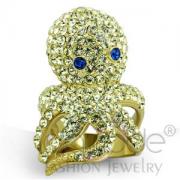 Wholesale Gold Stainless Steel Crystal Octopus Animal Cocktail Ring