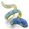 Gold Stainless Steel Crystal Snake Animal Cocktail Ring