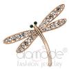 Rose Gold Plated White Metal Crystal Dragonfly Animal Brooch