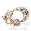 Rose Gold Plated White Metal Crystal Squirrel Animal Brooch