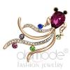 Rose Gold White Metal Purple Glass Fish Animal Brooch