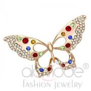 Wholesale Rose Gold Plated White Metal Crystal Butterfly Animal Brooch
