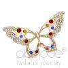 Rose Gold Plated White Metal Crystal Butterfly Animal Brooch