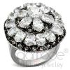 Stainless Steel Cubic Zirconia CZ Flower Cocktail Ring