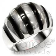 Wholesale Stainless Steel Grooved Black Stripes Epoxy Ring