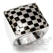 Wholesale Stainless Steel Black Checkered Epoxy Ring