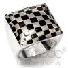 Stainless Steel Black Checkered Epoxy Ring
