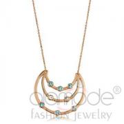 Wholesale Moon Crescent Rose Gold Stainless Steel Crystal Necklace