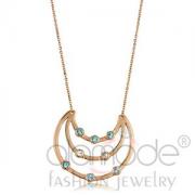 Wholesale Moon Crescent Rose Gold Stainless Steel Crystal Necklace