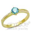 Intricate Gold Plated 925 Sterling Silver Sea Blue CZ Ring