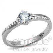 Wholesale Intricate Rhodium Plated 925 Sterling Silver Clear CZ Ring