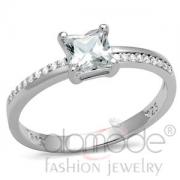 Wholesale Intricate Rhodium 925 Sterling Silver Clear Square CZ Ring