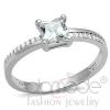 Intricate Rhodium 925 Sterling Silver Clear Square CZ Ring