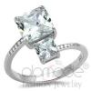 Elegant Rhodium 925 Sterling Silver Square CZ Ring