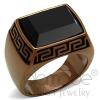 Light Coffee Plated Stainless Steel Black Onyx Nugget Ring