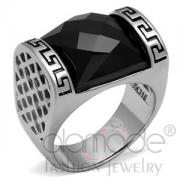 Wholesale Stainless Steel Basket Weave Square Black Onyx Nugget Ring