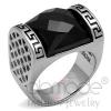 Stainless Steel Basket Weave Square Black Onyx Nugget Ring