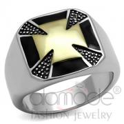 Wholesale Two-Tone IP Gold Plated Stainless Steel Black Epoxy Ring