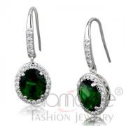 Wholesale Classic Halo Rhodium Brass Emerald Glass Drop Earrings