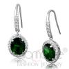 Classic Halo Rhodium Brass Emerald Glass Drop Earrings