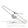 Rhodium Plated Brass Heart CZ Cubic Zirconia Pave Bracelet